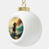 Bernedoodle Strand Surfen Schilderij Keramische Bal Ornament (Rechts)