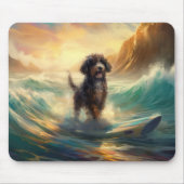 Bernedoodle Strand Surfen Schilderij Muismat (Voorkant)