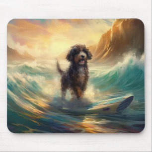 Bernedoodle Strand Surfen Schilderij Muismat