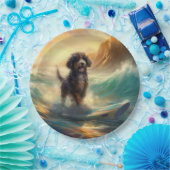 Bernedoodle Strand Surfen Schilderij Papieren Bordje (Feest)