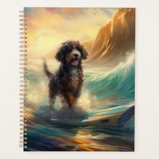 Bernedoodle Strand Surfen Schilderij Planner (Voorkant)