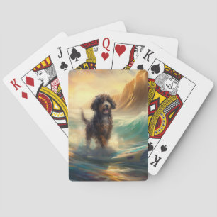 Bernedoodle Strand Surfen Schilderij Pokerkaarten