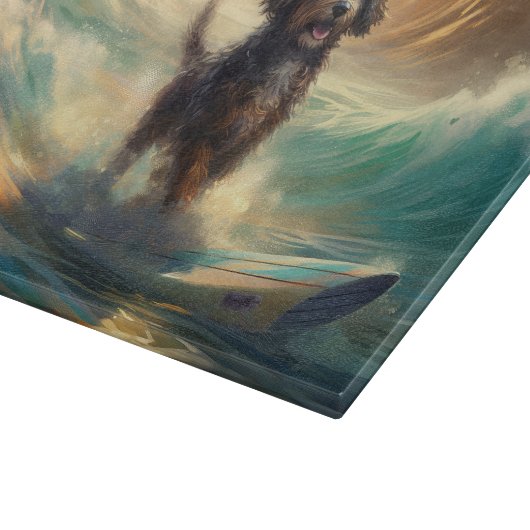 Bernedoodle Strand Surfen Schilderij Snijplank (Hoek)