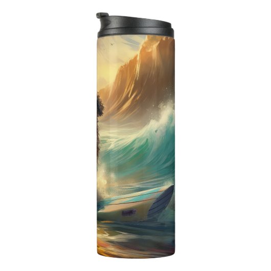 Bernedoodle Strand Surfen Schilderij Thermosbeker (Geroteerd rechts)