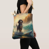 Bernedoodle Strand Surfen Schilderij Tote Bag (Dichtbij)