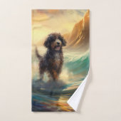 Bernedoodle Strand Surfing Schilderij Bad Handdoek (Handdoek)