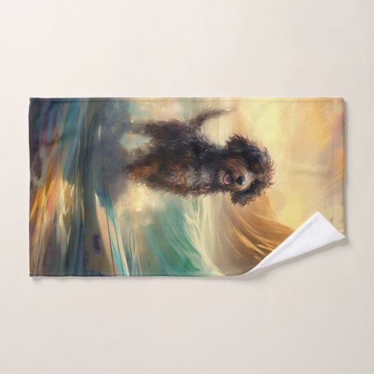 Bernedoodle Strand Surfing Schilderij Bad Handdoek (Handdoek)