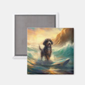 Bernedoodle Strand Surfing Schilderij Magneet (Voorkant / Achterkant)