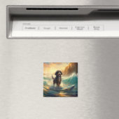 Bernedoodle Strand Surfing Schilderij Magneet (Insitu (Vaatwasser))