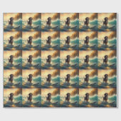 Bernedoodle Strand Surfschildering Cadeaupapier (Vlak)
