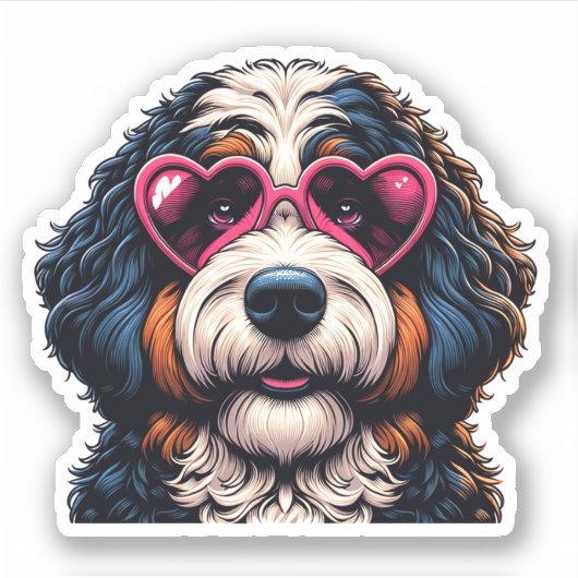 Bernedoodle Vinyl Dog Sticker (Voorkant)