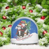 Bernedoodles kerstslee brengt thuisboom sneeuwbol (Kerstmis)