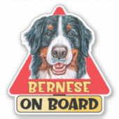 Berner Aan boord Berg Hond Rood Verkeersteken Sticker (Voorkant)