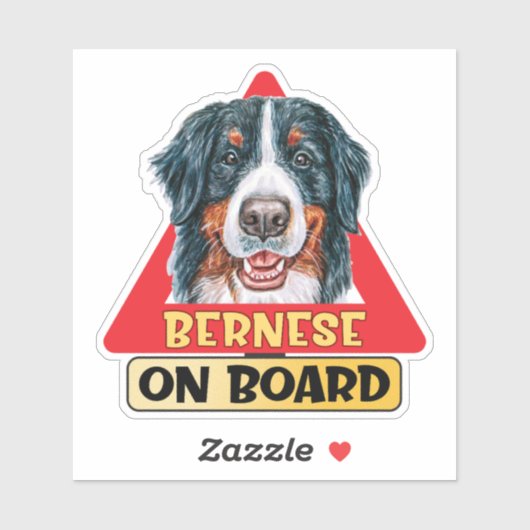 Berner Aan boord Berg Hond Rood Verkeersteken Sticker (Vel)