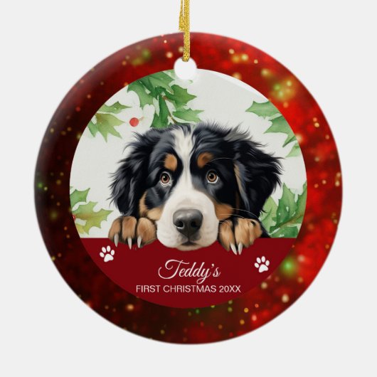 Berner Berg Gepersonaliseerd Eerste Kerstmis Keramisch Ornament (Achterkant)