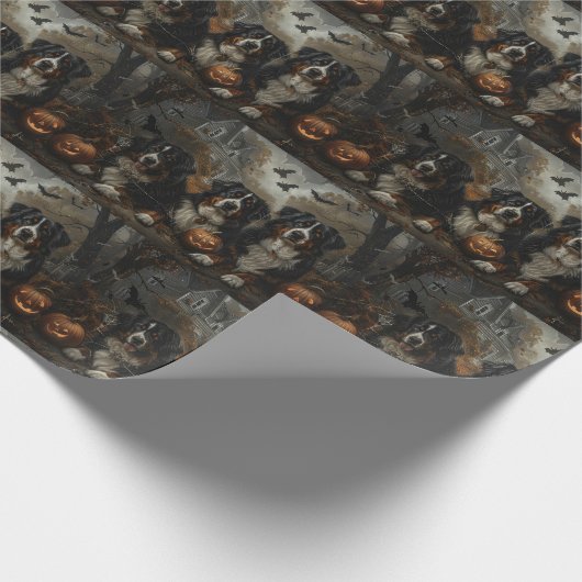 Berner Berg Halloween Nacht Doggy Delight Cadeaupapier (Hoek)