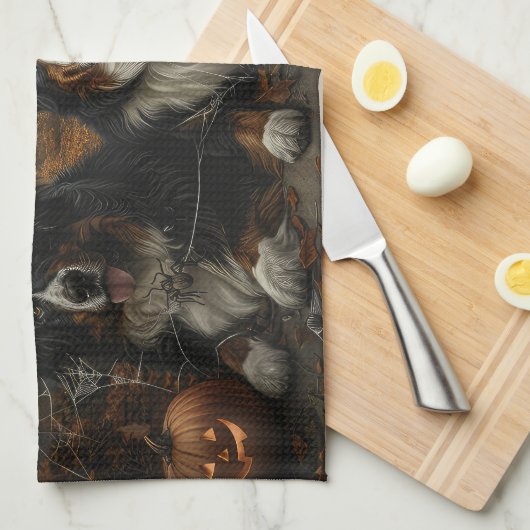 Berner Berg Halloween Nacht Doggy Delight Theedoek (Quarter Fold)