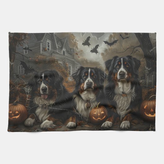 Berner Berg Halloween Nacht Doggy Delight Theedoek (Horizontaal)