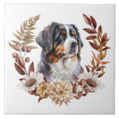 Berner Berg Hond Herfst krans Tegeltje (Voorkant)