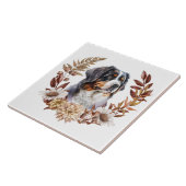 Berner Berg Hond Herfst krans Tegeltje (Zijkant)