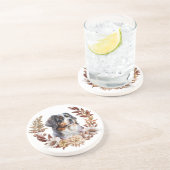 Berner Berg Hond Herfst krans Zandsteen Onderzetter (Zijkant)