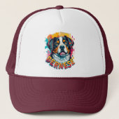 Berner Berg Hond Hoofd Levendige Kleur Splash Trucker Pet (Voorkant)