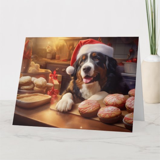 Berner Berg Hond Kerstkoekjes Vakantie Kaart (Voorkant)