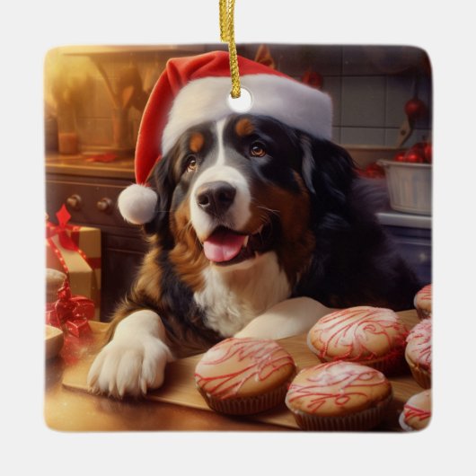 Berner Berg Hond Kerstkoekjes Vakantie Keramisch Ornament (Voorkant)