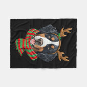 Berner Berg Hond Kerstmis Rendier Santa Hoed Fleece Deken (Voorkant (Horizontaal))