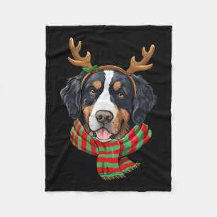 Berner Berg Hond Kerstmis Rendier Santa Hoed Fleece Deken