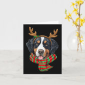 Berner Berg Hond Kerstmis Rendier Santa Hoed Kaart (Gele Bloem)