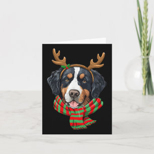 Berner Berg Hond Kerstmis Rendier Santa Hoed Kaart