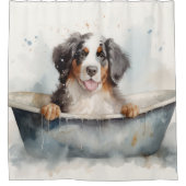 Berner Berg In Badkuip Waterverf Hondenkunst Douchegordijn (Voorkant)