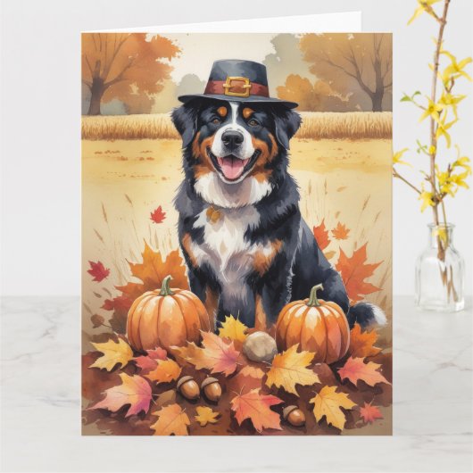 Berner Berg in de herfst verlaat Thanksgiving kuns Kaart (Gele Bloem)