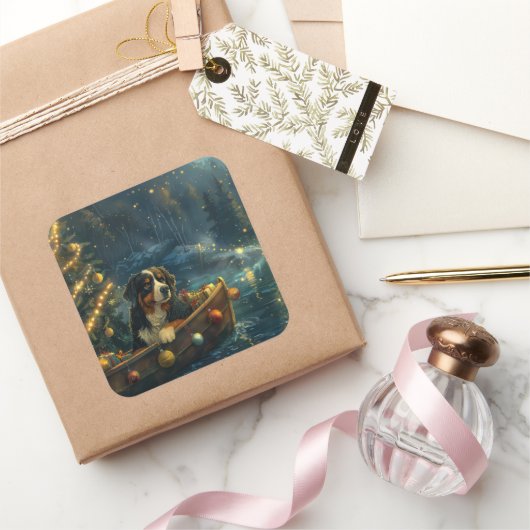 Berner Berg Kerst Feestelijke reis Vierkante Sticker (Geschenken)