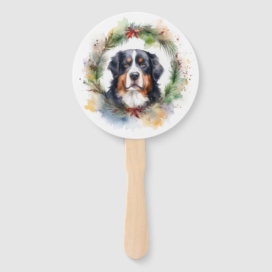 Berner Berg Kerstkrans Feestelijke Pup Handwaaier (Achterkant)