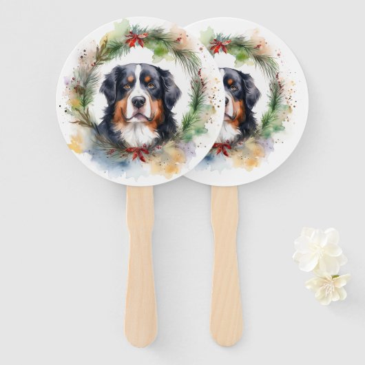 Berner Berg Kerstkrans Feestelijke Pup Handwaaier (Voorkant en achterkant)