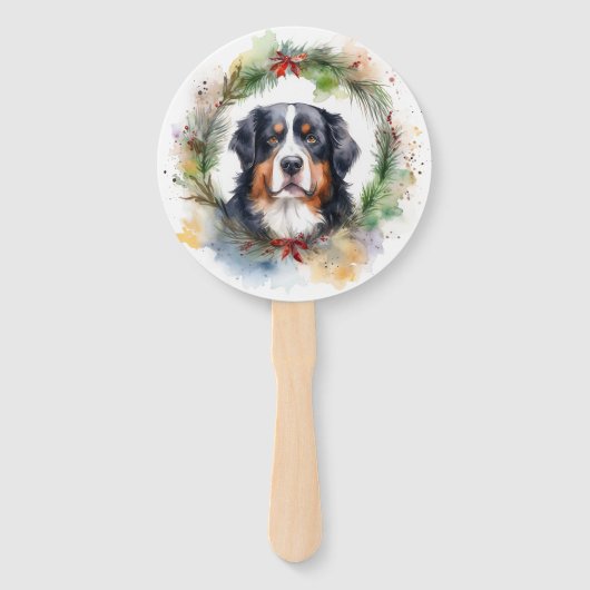 Berner Berg Kerstkrans Feestelijke Pup Handwaaier (Voorkant)