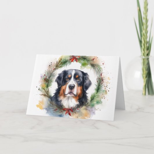 Berner Berg Kerstkrans Feestelijke Pup Kaart (Voorkant)