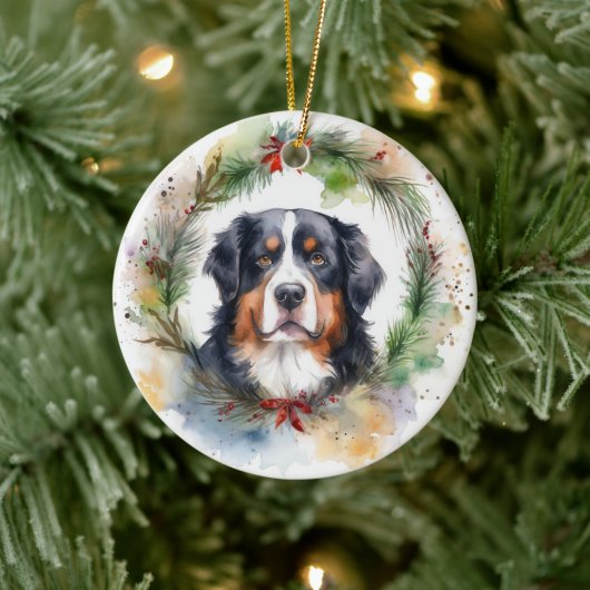 Berner Berg Kerstkrans Feestelijke Pup Keramisch Ornament (Boom)