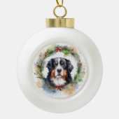 Berner Berg Kerstkrans Feestelijke Pup Keramische Bal Ornament (Voorkant)