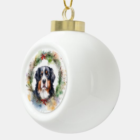 Berner Berg Kerstkrans Feestelijke Pup Keramische Bal Ornament (Rechts)