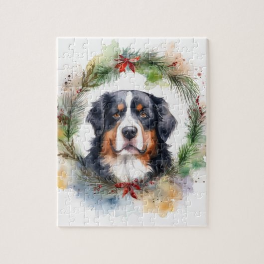 Berner Berg Kerstkrans Feestelijke Pup Legpuzzel (Verticaal)