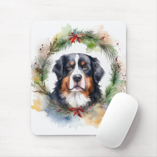 Berner Berg Kerstkrans Feestelijke Pup Muismat (Met muis)