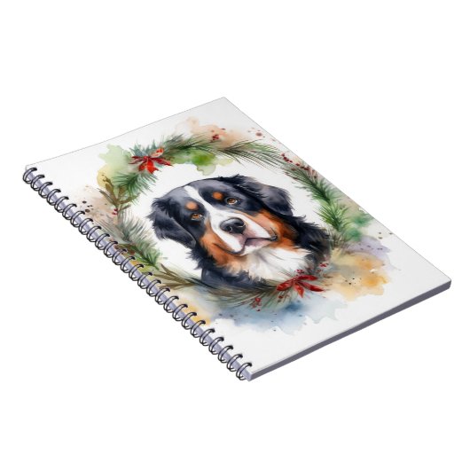 Berner Berg Kerstkrans Feestelijke Pup Notitieboek (Rechterzijde)