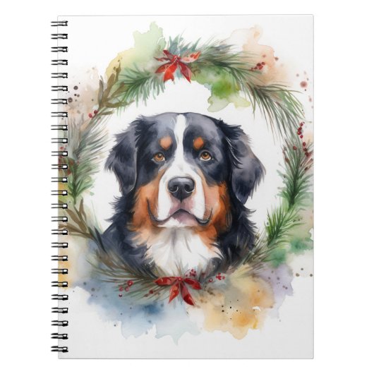 Berner Berg Kerstkrans Feestelijke Pup Notitieboek (Voorkant)
