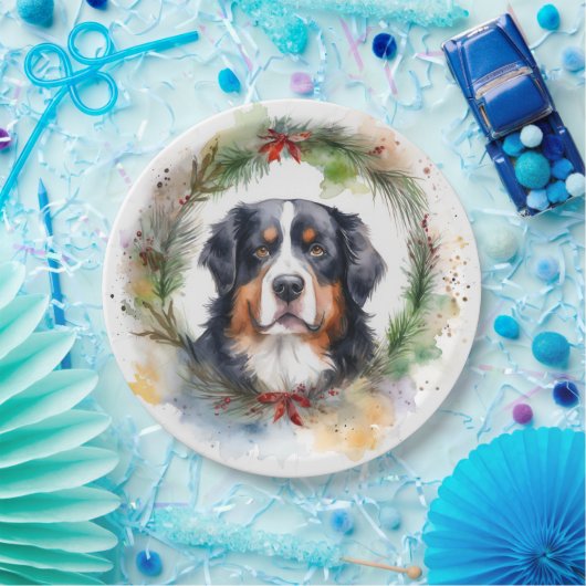 Berner Berg Kerstkrans Feestelijke Pup Papieren Bordje (Feest)