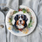 Berner Berg Kerstkrans Feestelijke Pup Ronde Button 6,0 Cm (In situ)