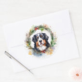 Berner Berg Kerstkrans Feestelijke Pup Ronde Sticker (Envelop)