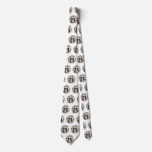 Berner Berg Kerstkrans Feestelijke Pup Stropdas (Voorkant)